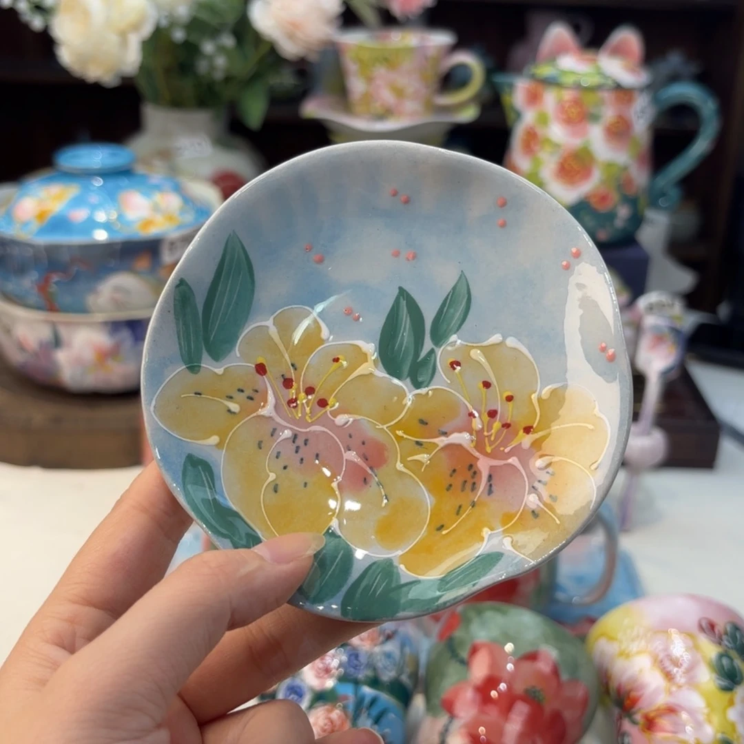 瓷片景德镇手绘高温釉下彩陶瓷茶具