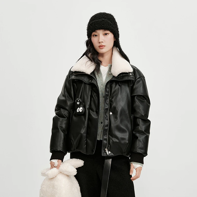 【商场同款】HPLY荷比俪毛绒感翻领蛋白皮鹅绒羽绒服HMF44560246