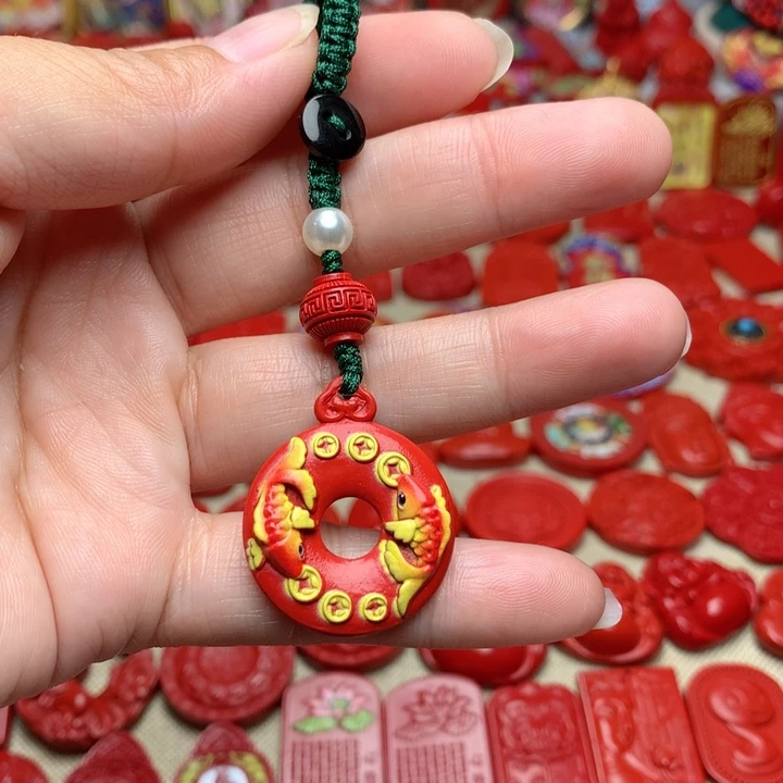 天然辰砂工艺品朱砂钥匙扣