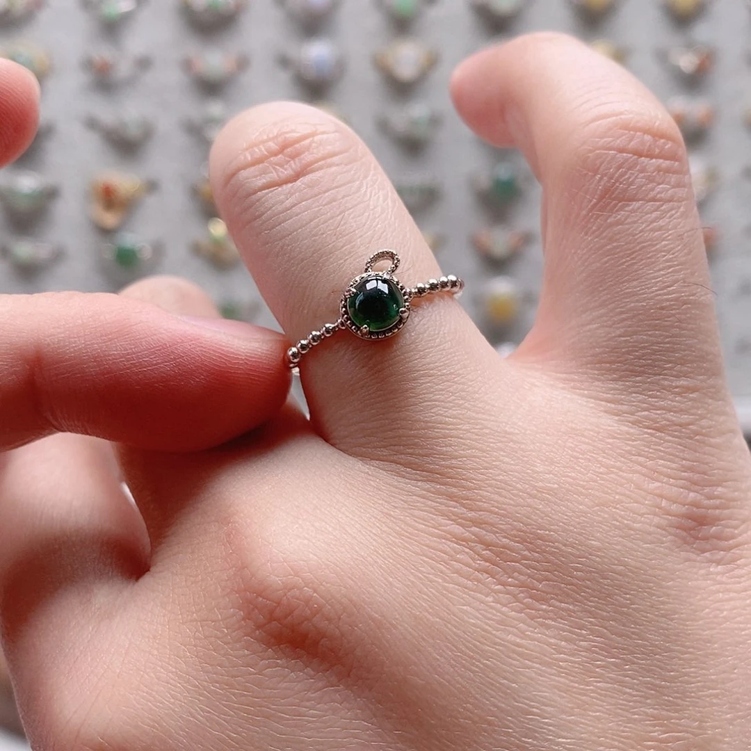 翡翠银S925镶嵌戒指