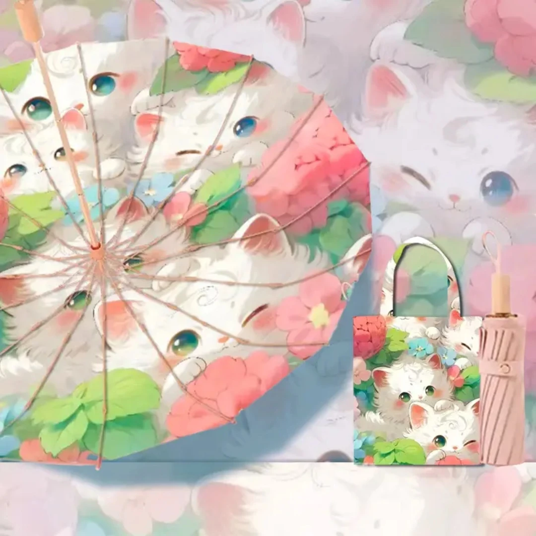 彩胶防晒太阳伞防紫外线女晴雨两用遮阳伞