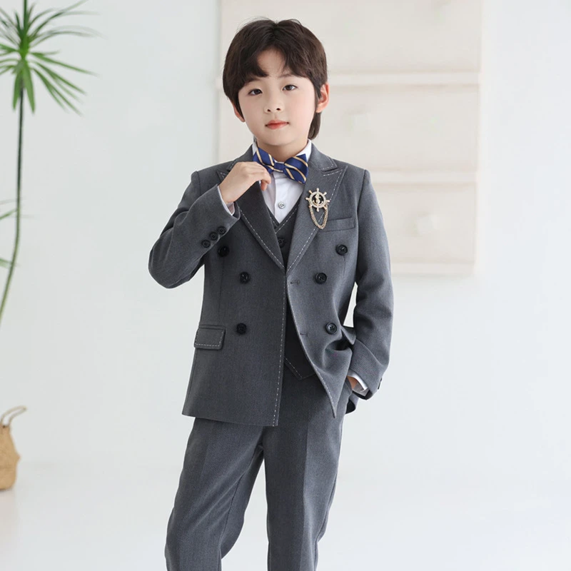 儿童西装套装英伦风花童主持周岁礼服男童演讲钢琴帅气走秀演出服
