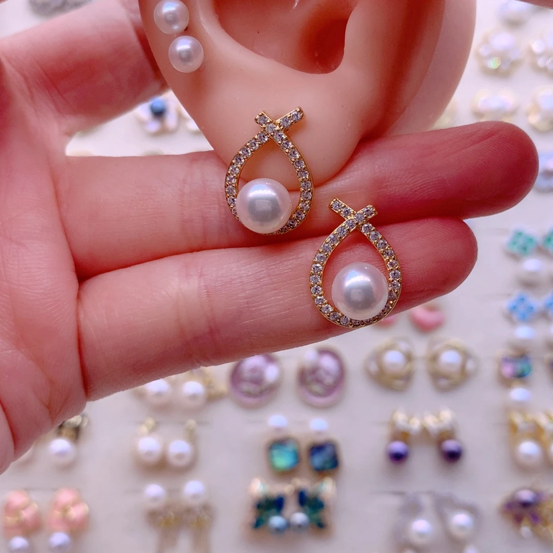 合金淡水珍珠耳饰