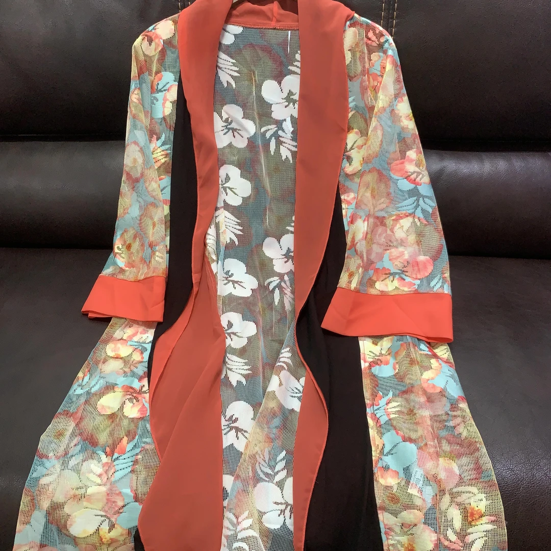 16924-2 祺欣家 复古中国风中长款时尚设计感雪纺外披开衫