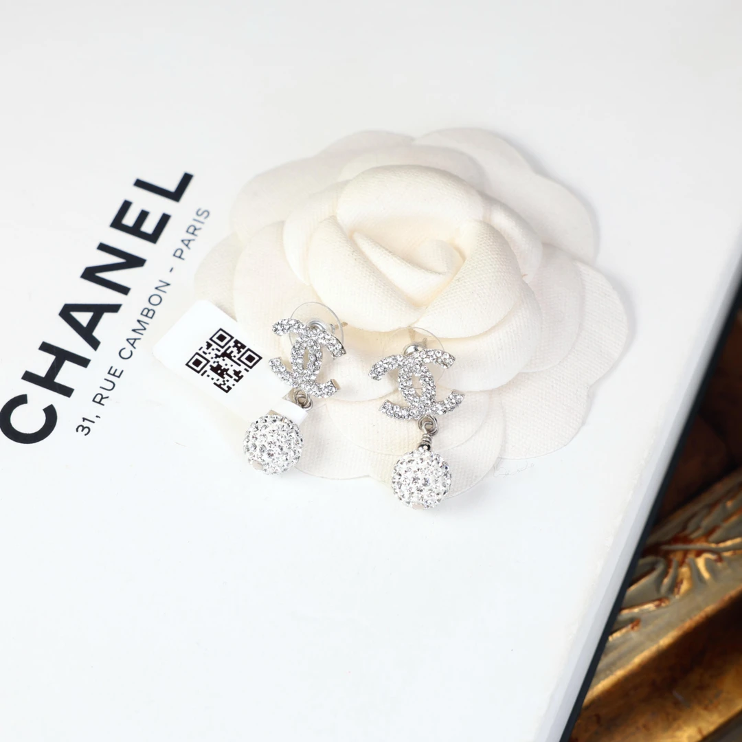 95新 Chanel/香奈儿 柚礼中古/香奈儿双C银球吊坠耳钉CG503123