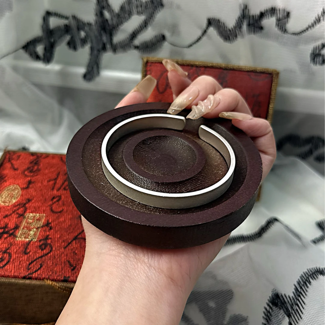 足银手镯 999.9 24.5【S166】 磨砂开口宽面手镯经典百搭手工时尚