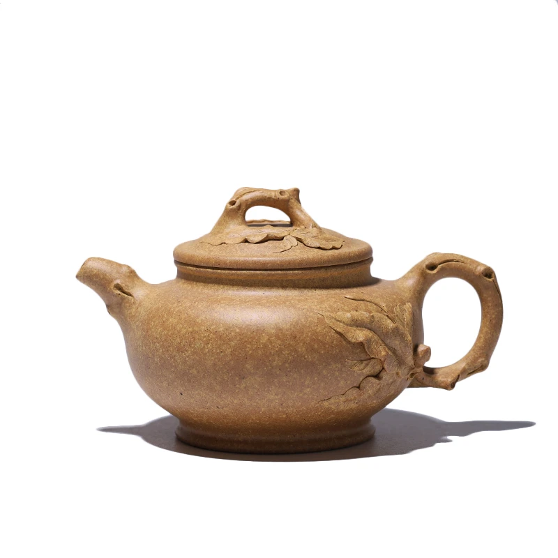 大吉羊柴烧 宜兴紫砂壶茶壶 原矿吉羊金段寿桃掇只190ml徐顺伟