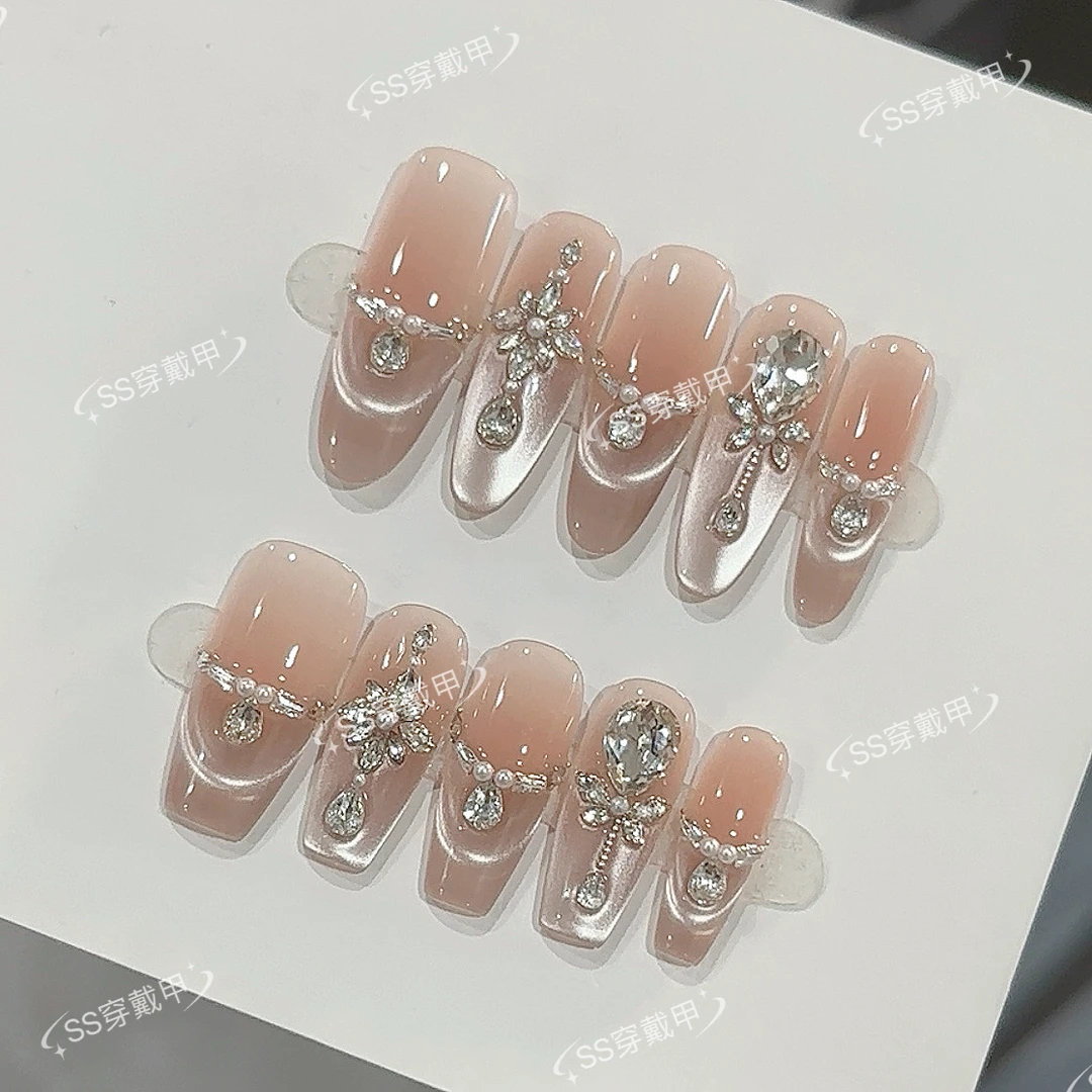 【雅典娜】轻奢显白纯手工穿戴甲光疗冰透渐变纯欲四季流行10片装