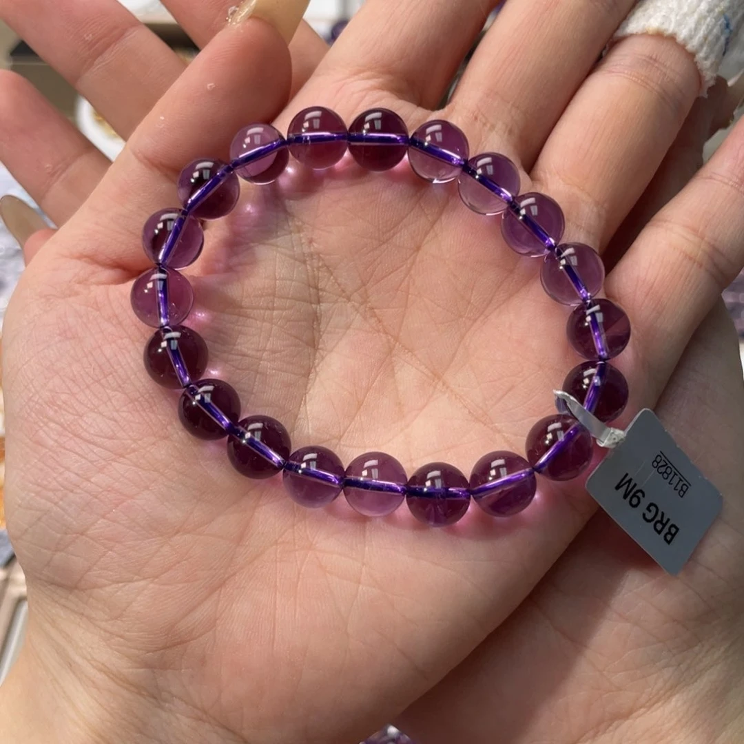 紫晶手链未镶嵌巴西浓郁紫9m