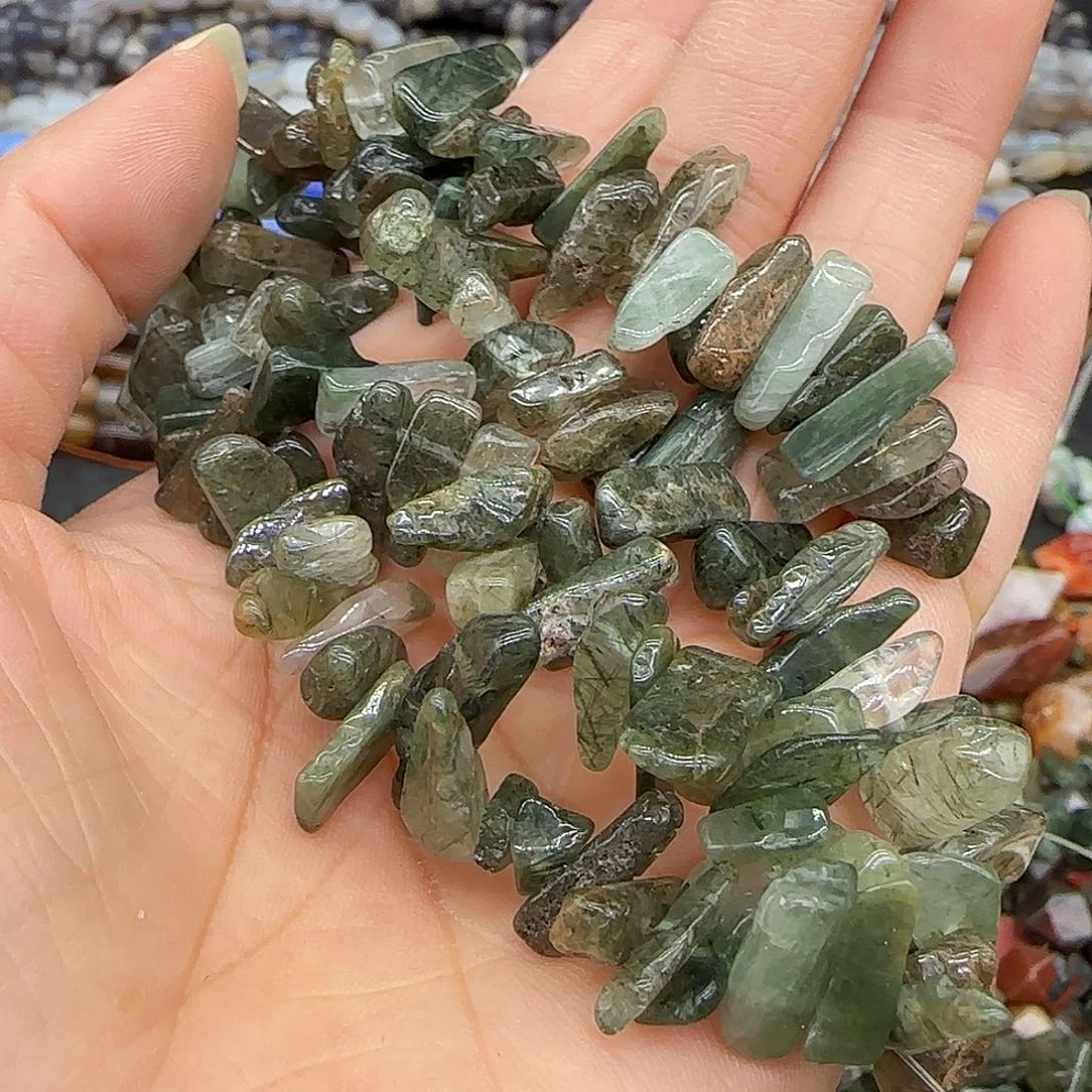 玛瑙/玉髓合金珠宝半成品绿发晶一条卡子