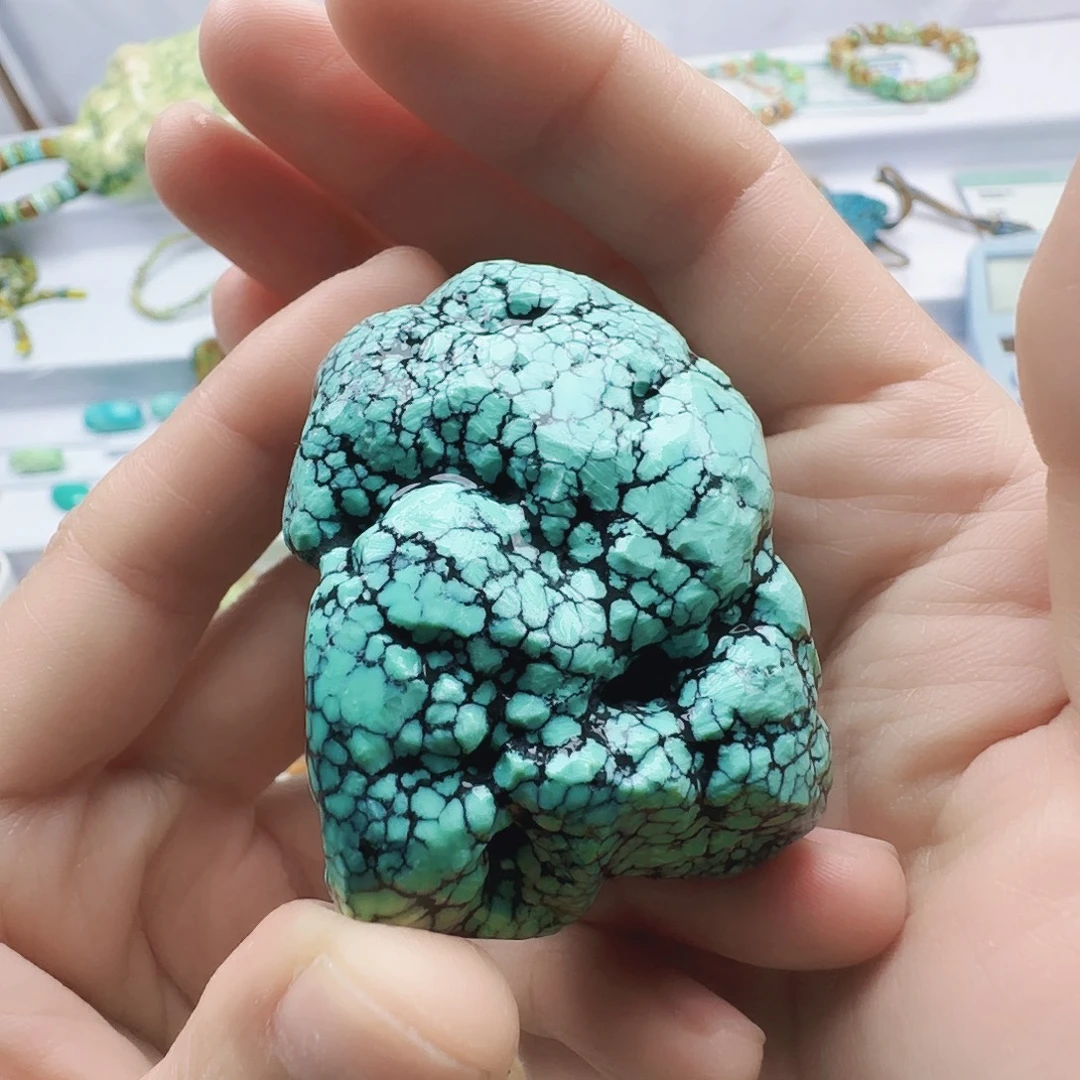 绿松石未镶嵌颈饰菜籽水草纹吊坠