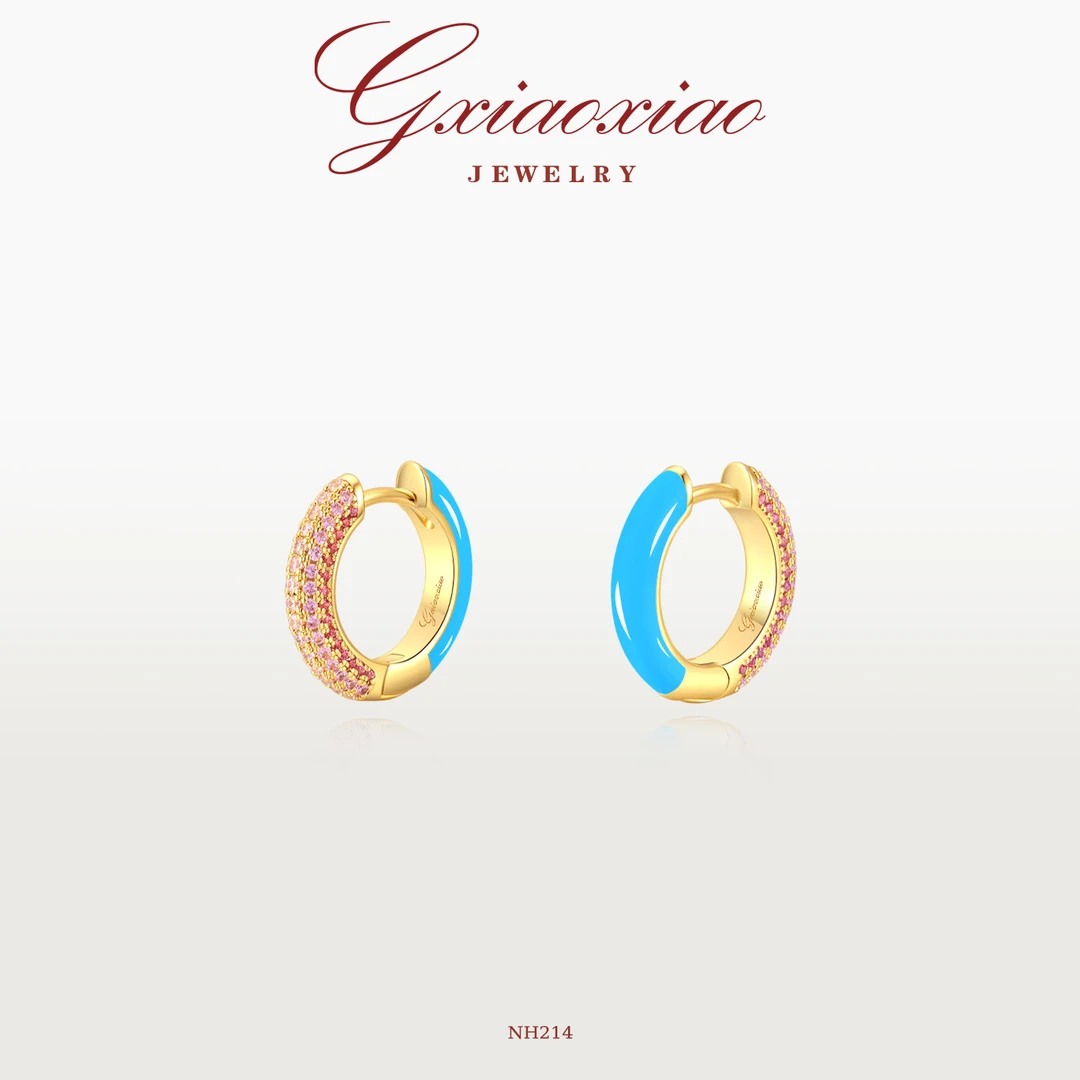 G XIAOXIAO 镀K金 时尚气质设计师款高级百搭双色耳环 NH214