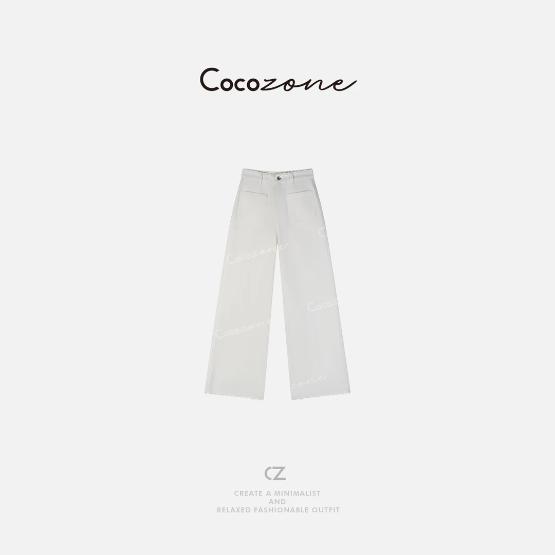 COCO ZONE 刘一一“白牛” 美式高级感显瘦垂感直筒牛仔裤ACD1A0226