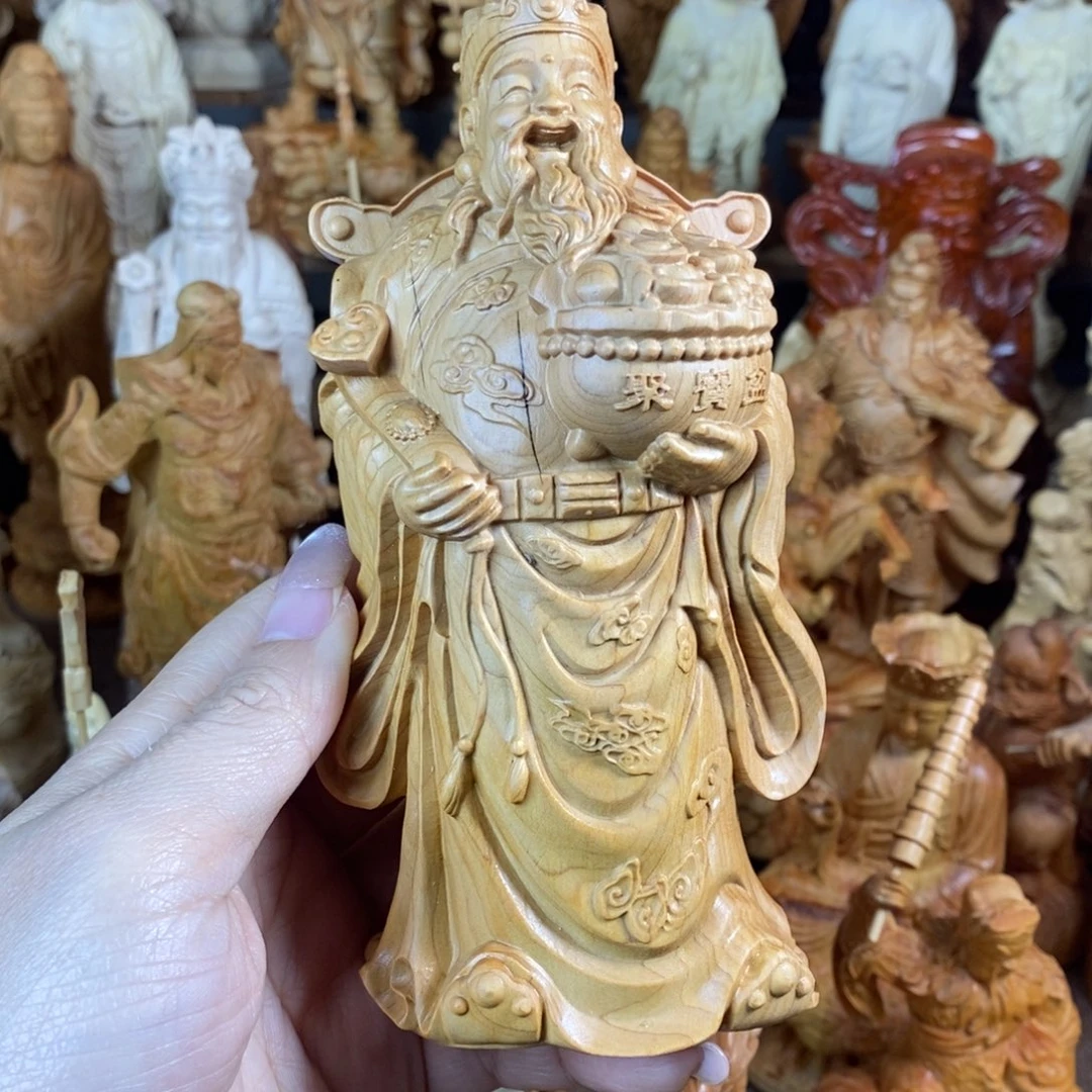 木崖柏15高如意财神爷微瑕