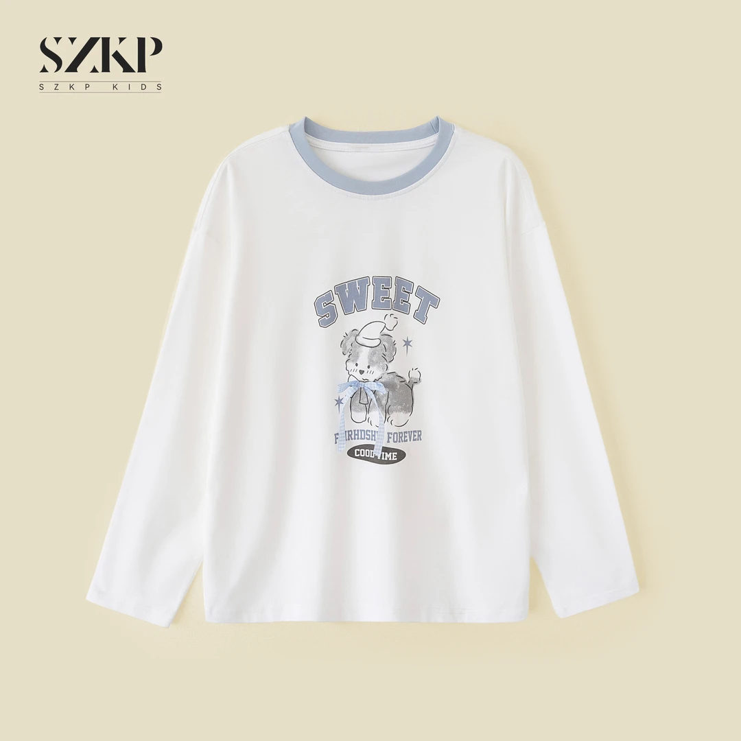 SZKP女童秋装2025新款长袖上衣中大童儿童休闲T恤衫YNYQ552441