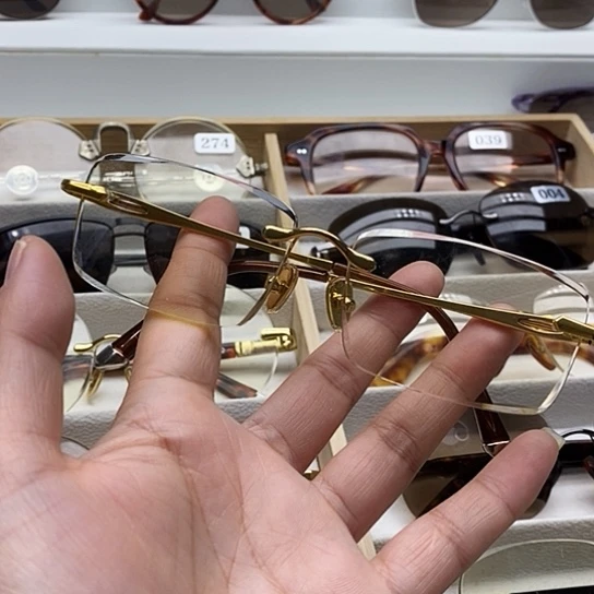 无框款纯天然石头水晶眼镜