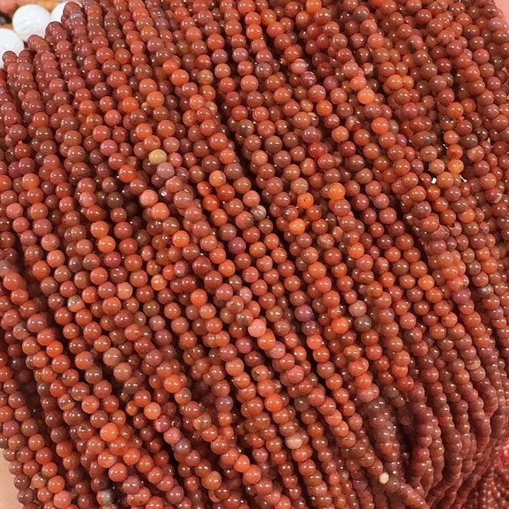 玛瑙/玉髓合金珠宝半成品2条2mm红色小圆珠