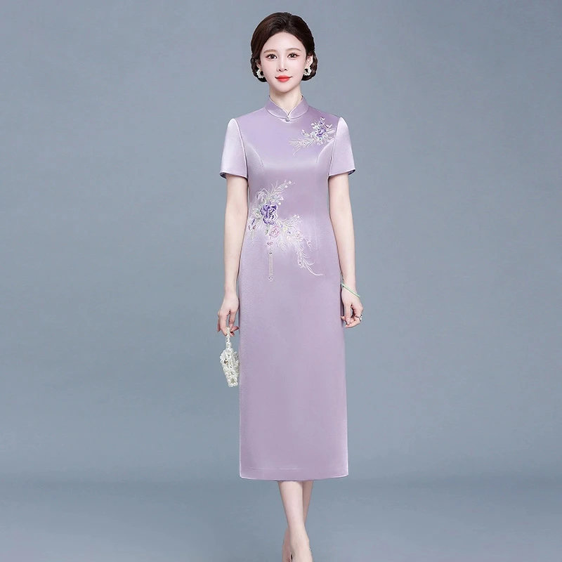 婚宴旗袍2025新款醋酸高贵年轻喜婆婆喜妈妈婚宴装2025新款