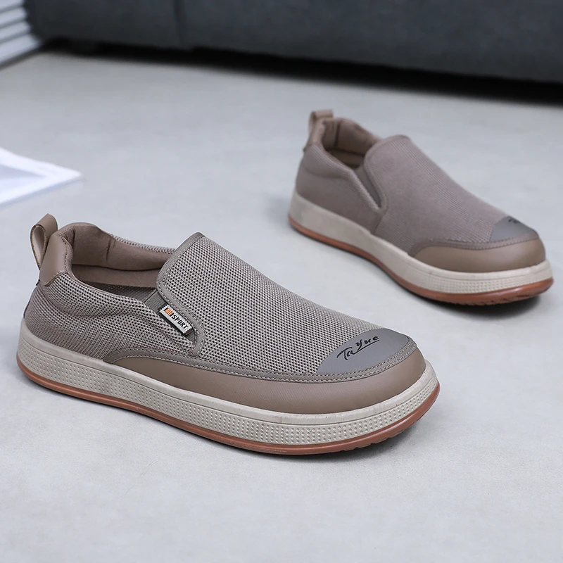 鞋子男2025老北京布鞋春秋新款一脚蹬中老年爸爸鞋透气网面休闲鞋