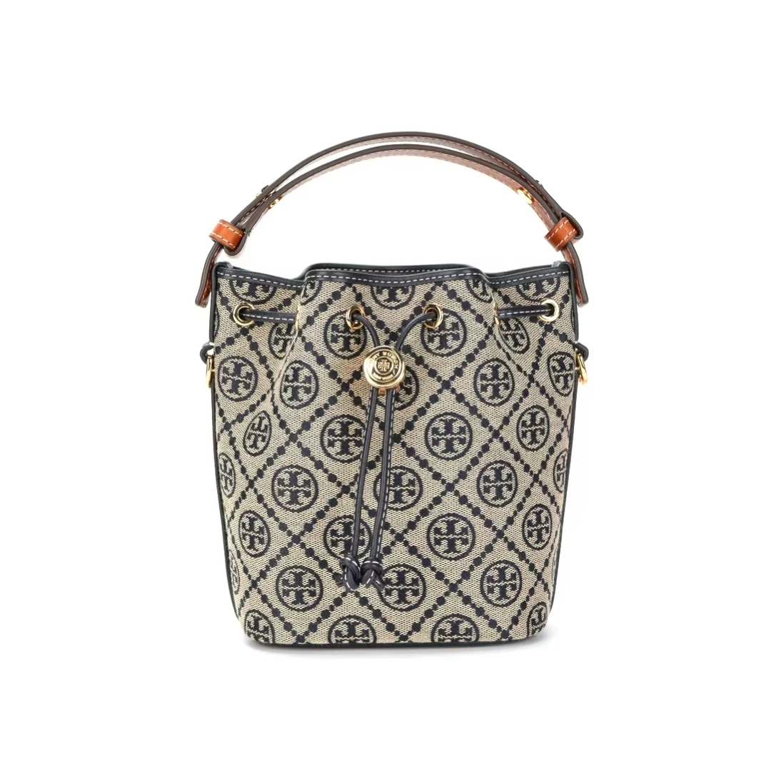 ToryBurch/汤丽柏琦 T MONOGRAM 提花水桶斜挎包 14*9*18