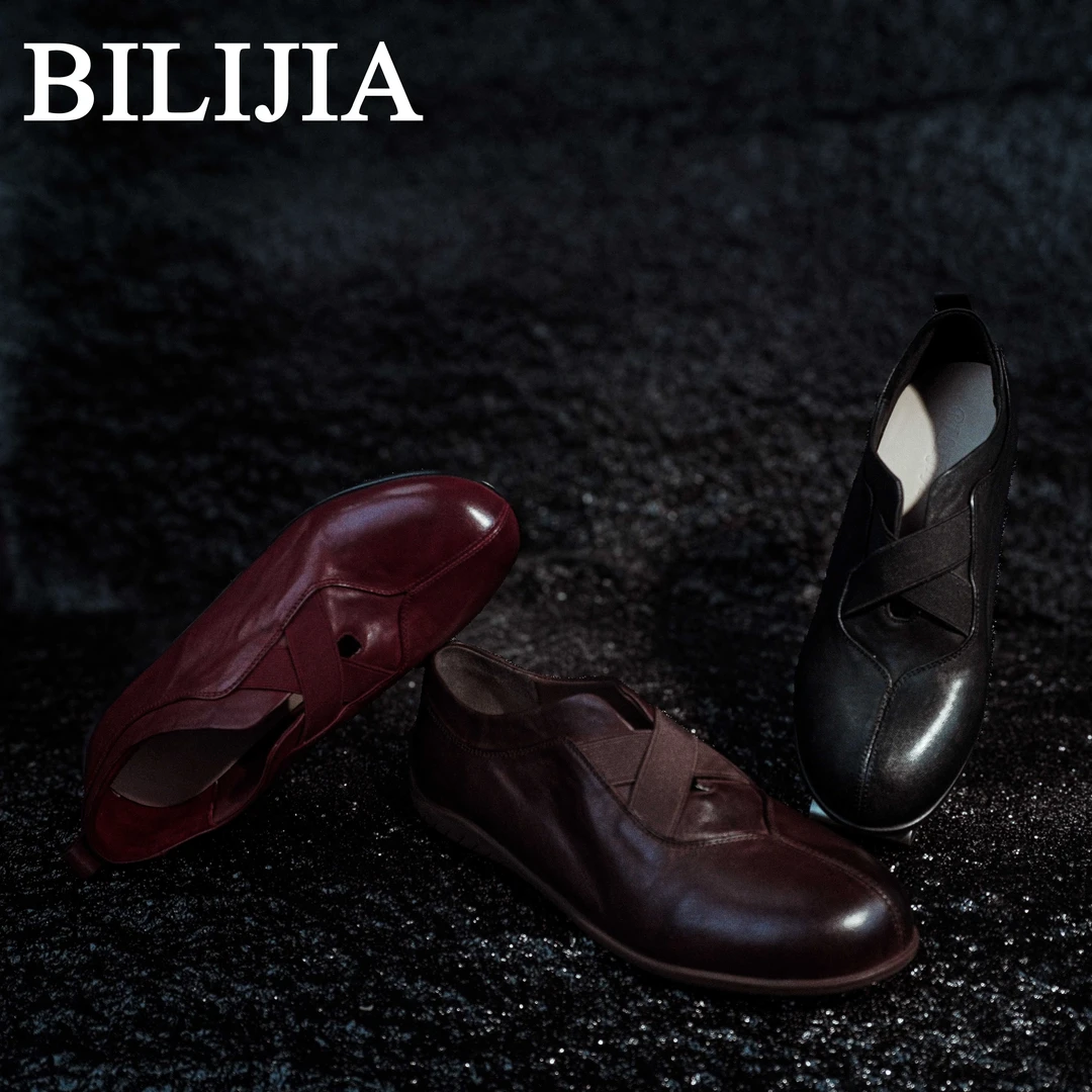 【BILIJIA】复古水洗牛皮芭蕾舞鞋绑带平底柔软舒适女鞋BLD025