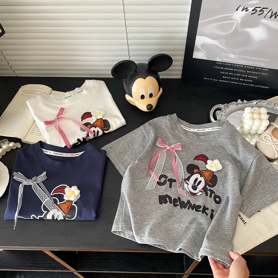 2025夏季新款女童短袖打底儿童百搭洋气上衣宽松韩版圆领半袖休闲