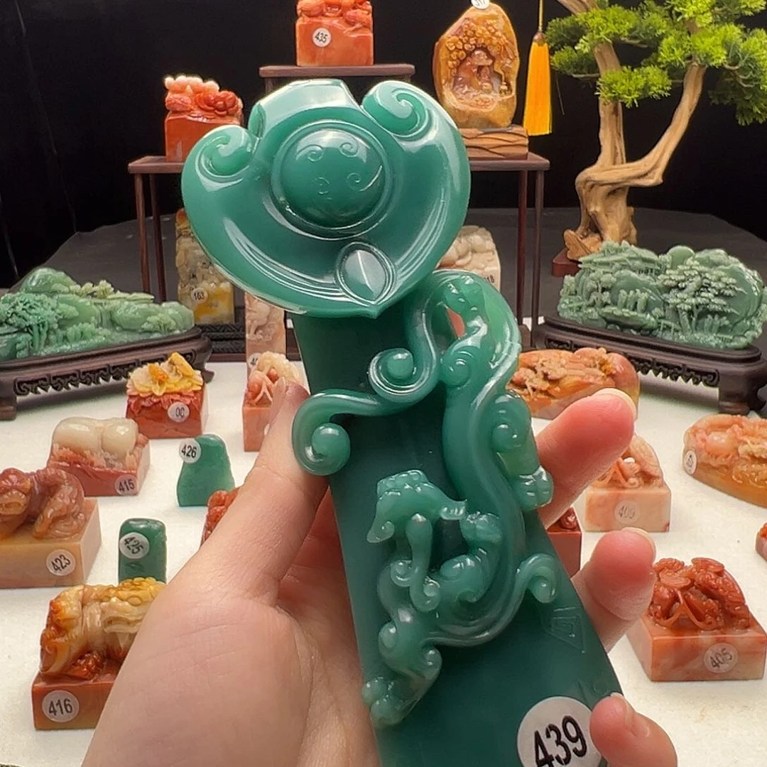寿山石印石猫*手工制作