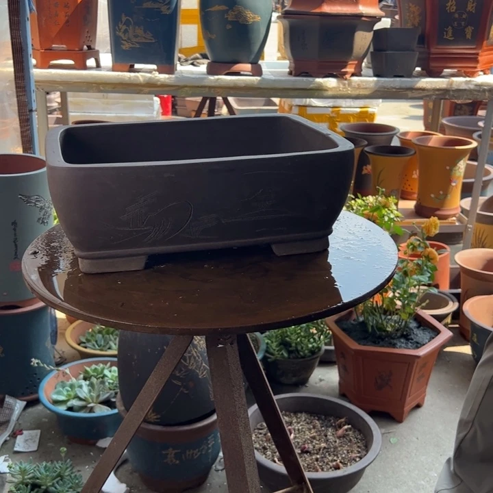 34紫泥圆角马槽花盆花盆花盆