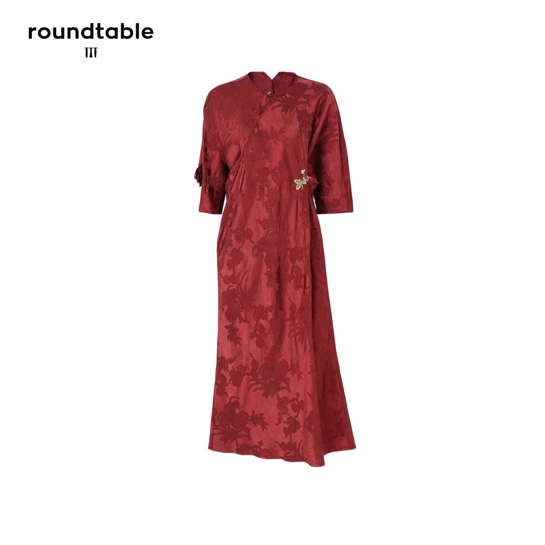 新中式国风优雅旗袍连衣裙蕾丝气质网红复古重磅长款FGS2306373