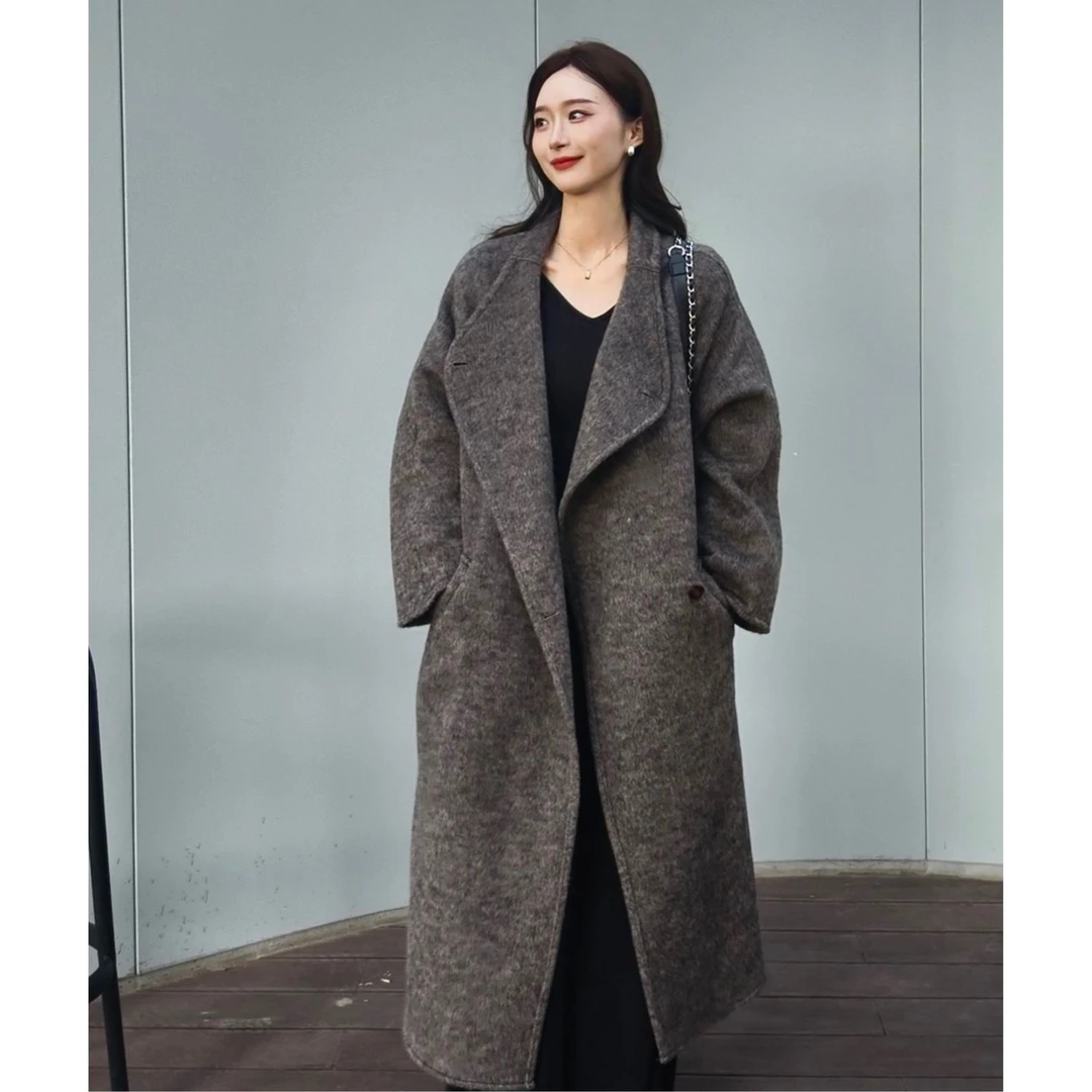 【花木岚】【人生大衣】插肩袖大翻领巨显瘦秋冬超长款羊毛大衣高奢