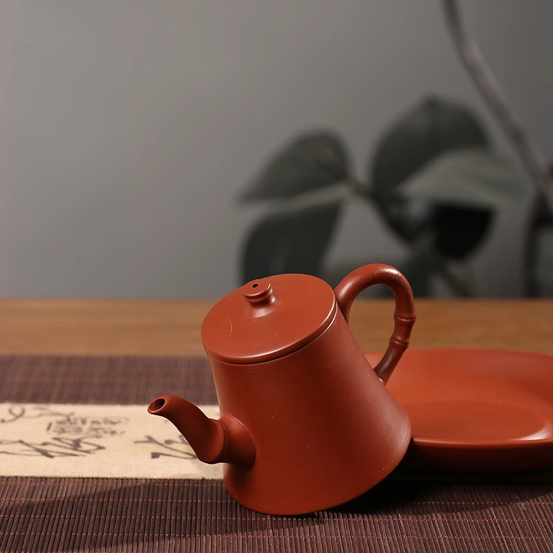 潮州竹节开运壶朱泥小容量手拉壶工夫茶壶家用茶具大口泡茶壶