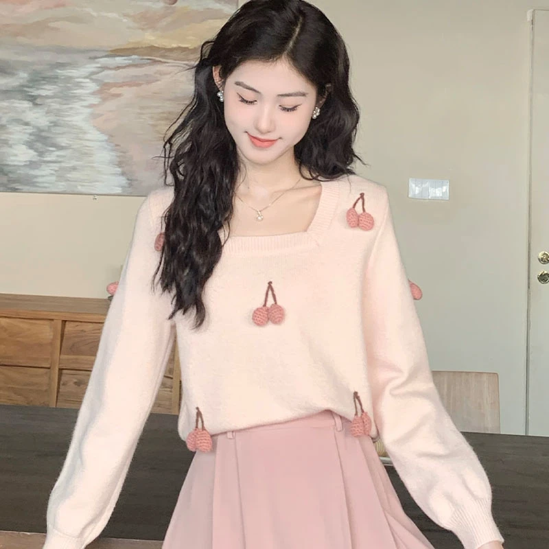 【现货】韩式小清新针织衫毛衣女2024秋季新款宽松显瘦时尚百搭毛衣