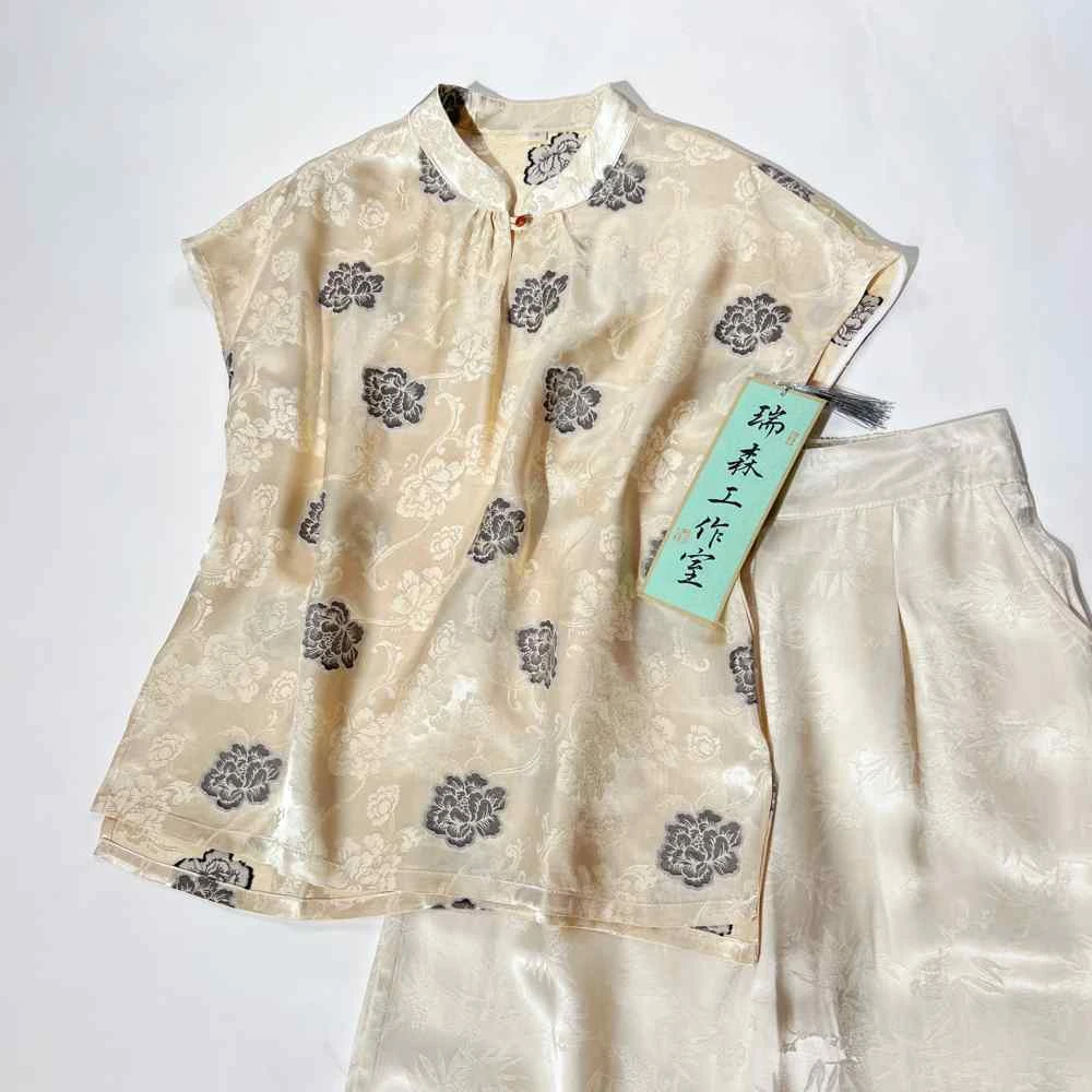 758 重磅立领改良旗袍T恤上衣-胸围108-前长59后长60