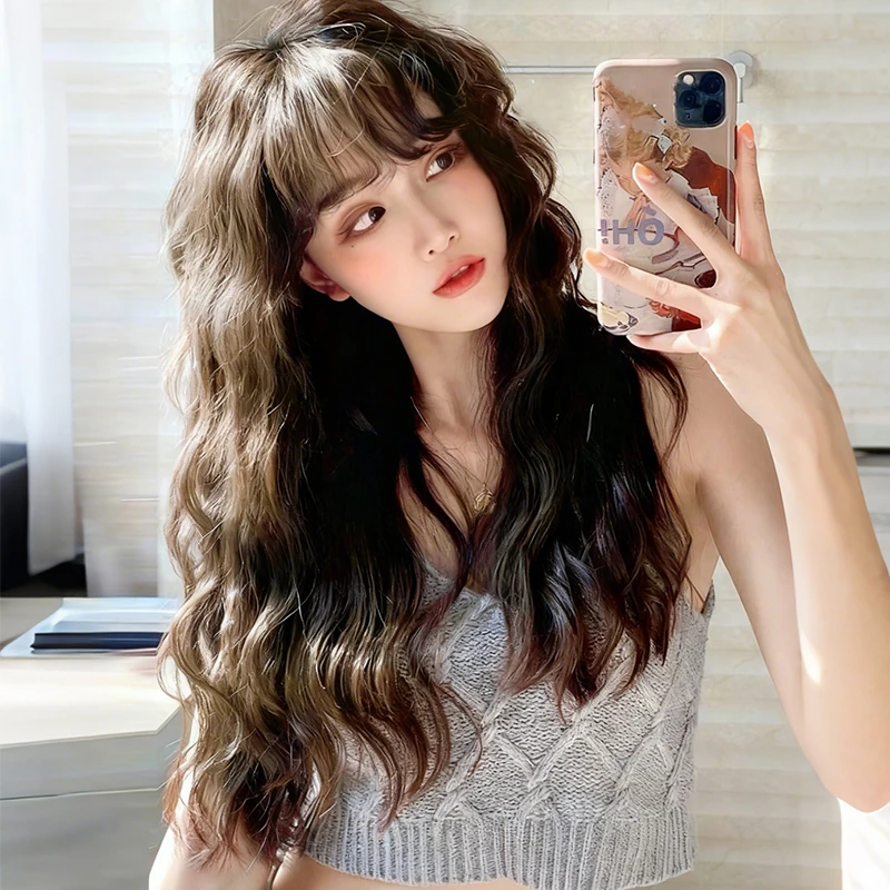 全真发女士长发网红水波纹微卷羊毛卷发自然蓬松气质全头套式假发