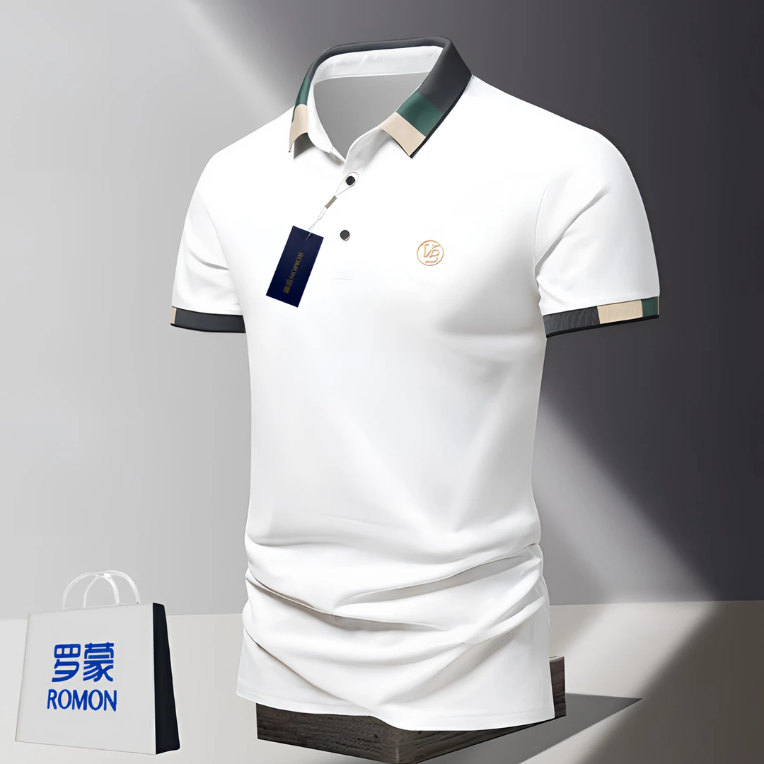 polo衫男士男款短袖潮牌高端翻领T恤冰丝刺绣百搭上衣