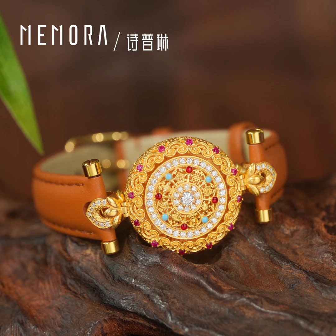 MEMORA/诗普琳灵转八宝足金罗盘豪华镶钻红宝表带款LB452501