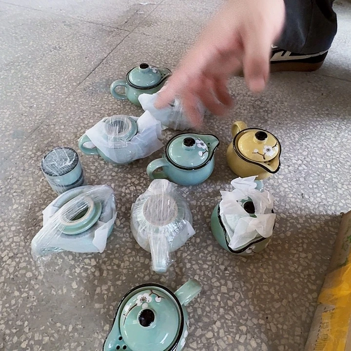 景德镇高温陶瓷梅花小茶壶 一壶三杯