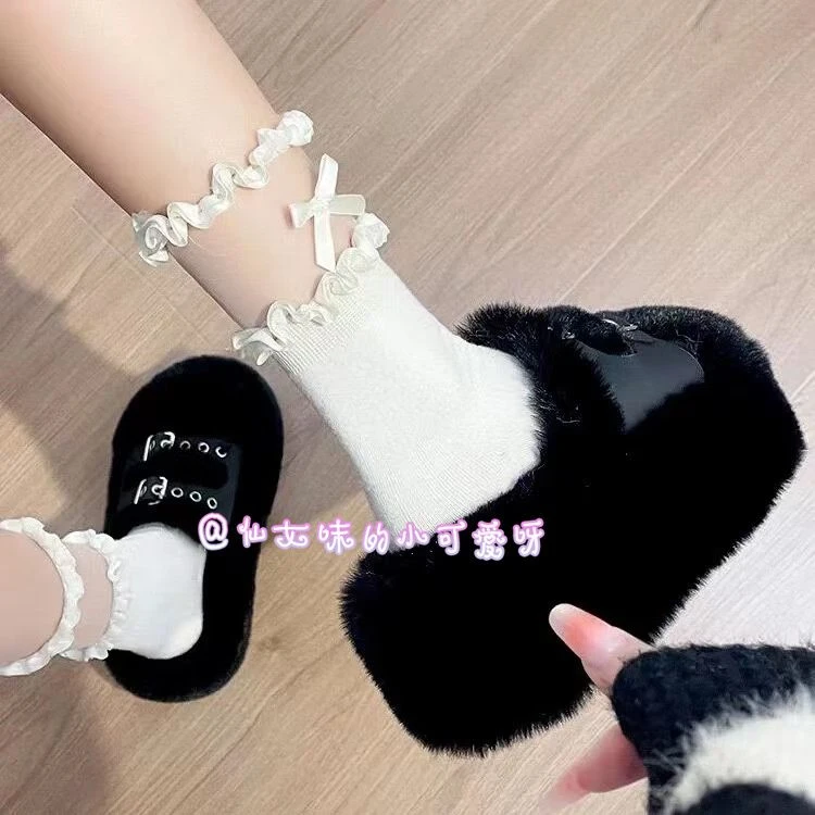 小红书同款蕾丝花边袜子女生百搭蝴蝶结中筒袜春夏季配皮鞋jk袜LX
