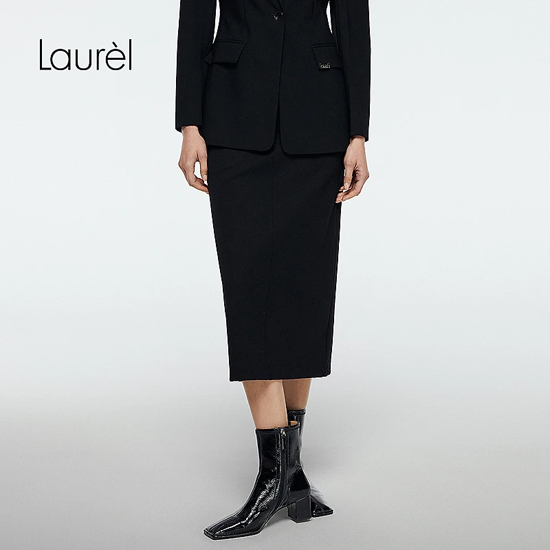 Laurel劳芮25秋新款经典高腰直筒西装半裙LWD363Q03600