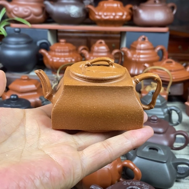 紫砂茶壶方竹石瓢120CC原矿降坡泥特价