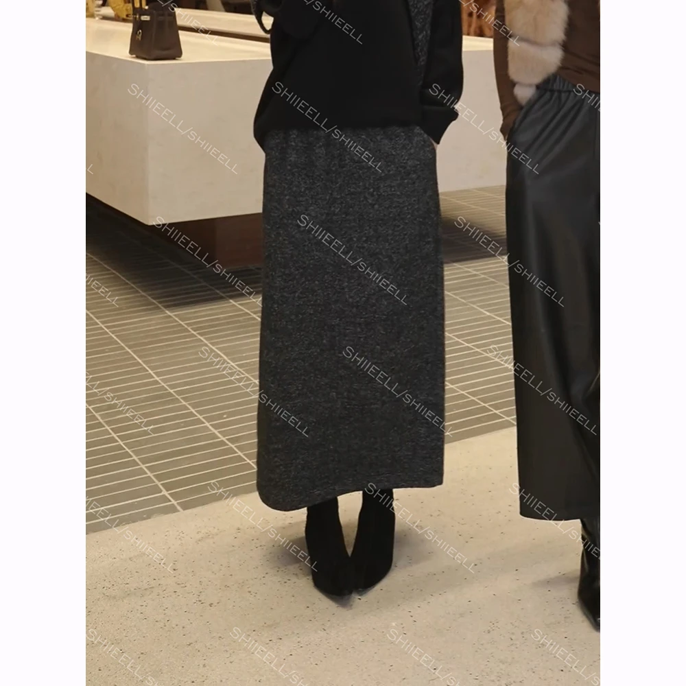 SHIIEELL【灰点裙】A字版型混纺花纱直筒中长款版型半身裙W0932
