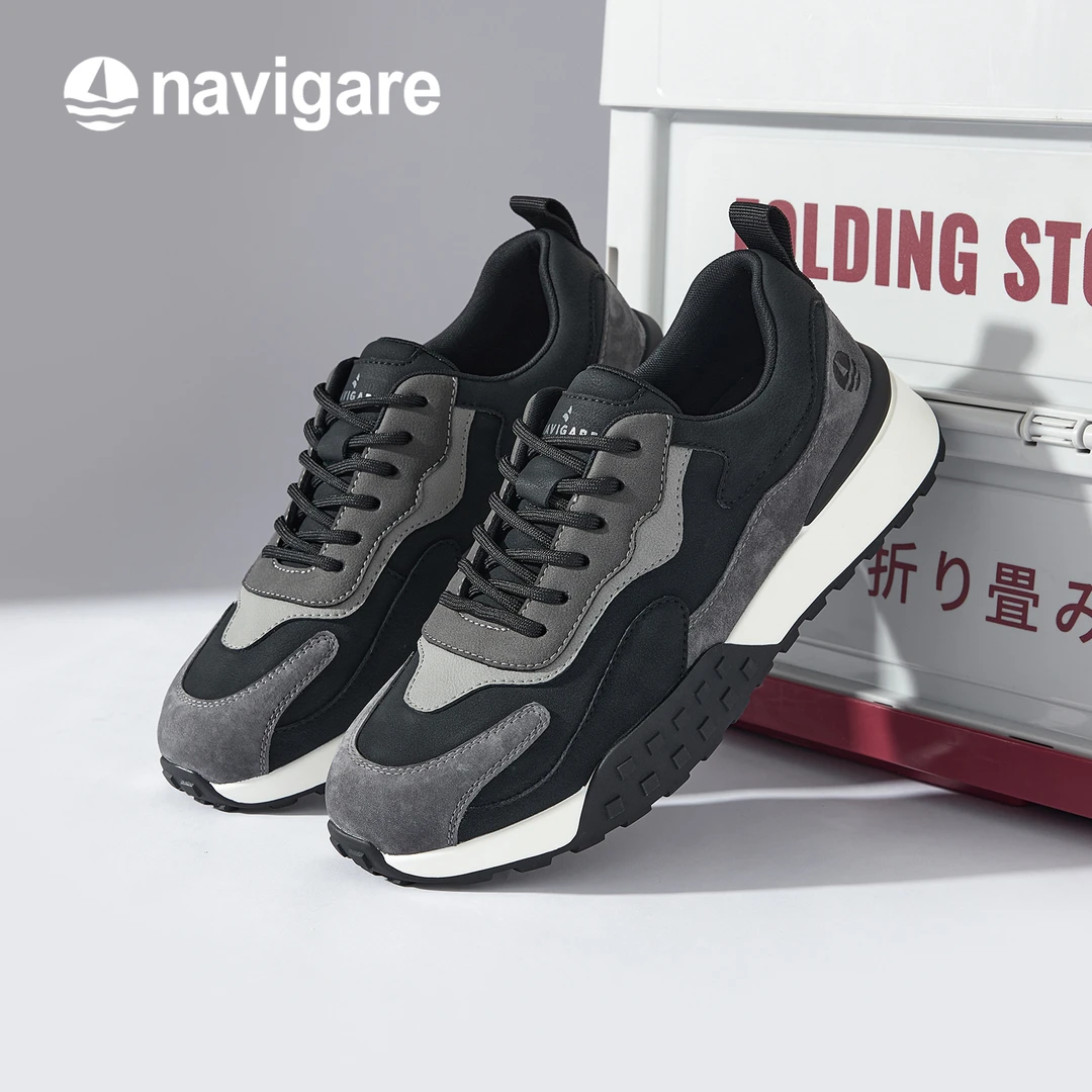 Navigare意大利小帆船男鞋透气运动风厚底系带休闲板鞋休闲鞋