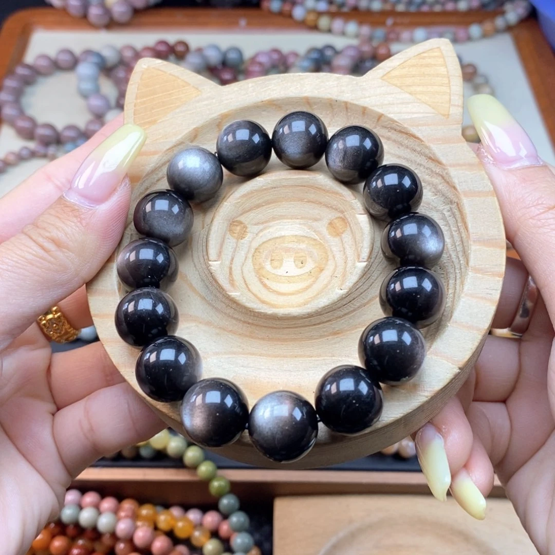 黑曜岩手链未镶嵌一***心