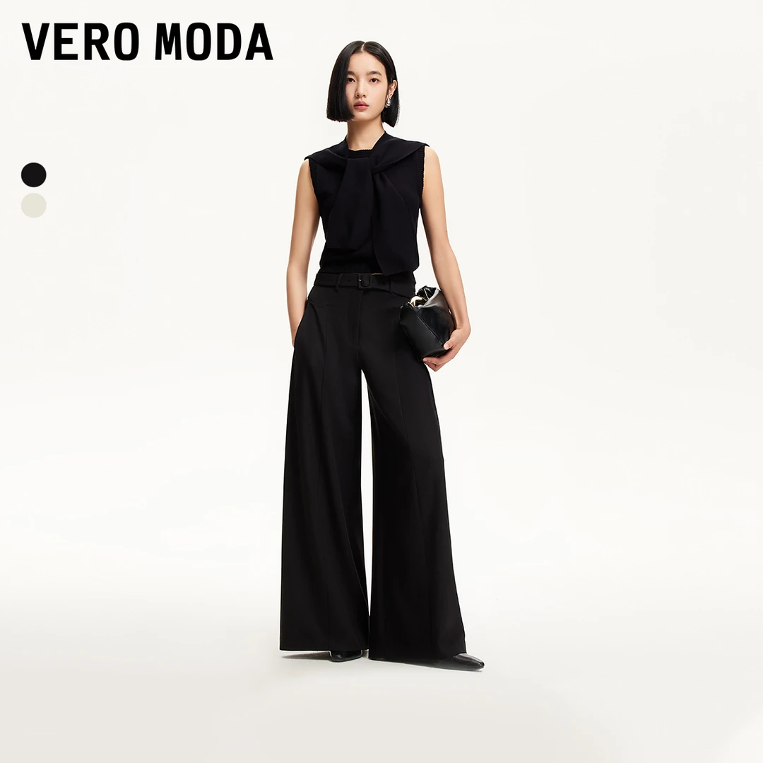 Vero Moda商场同款新品欧若动感风休闲裤压褶宽松阔腿裤洋气流行