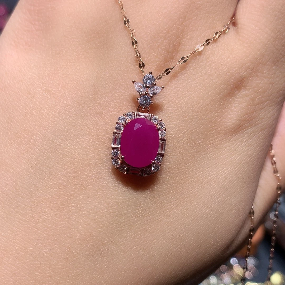 银S925镶嵌红宝石吊坠(赠链)