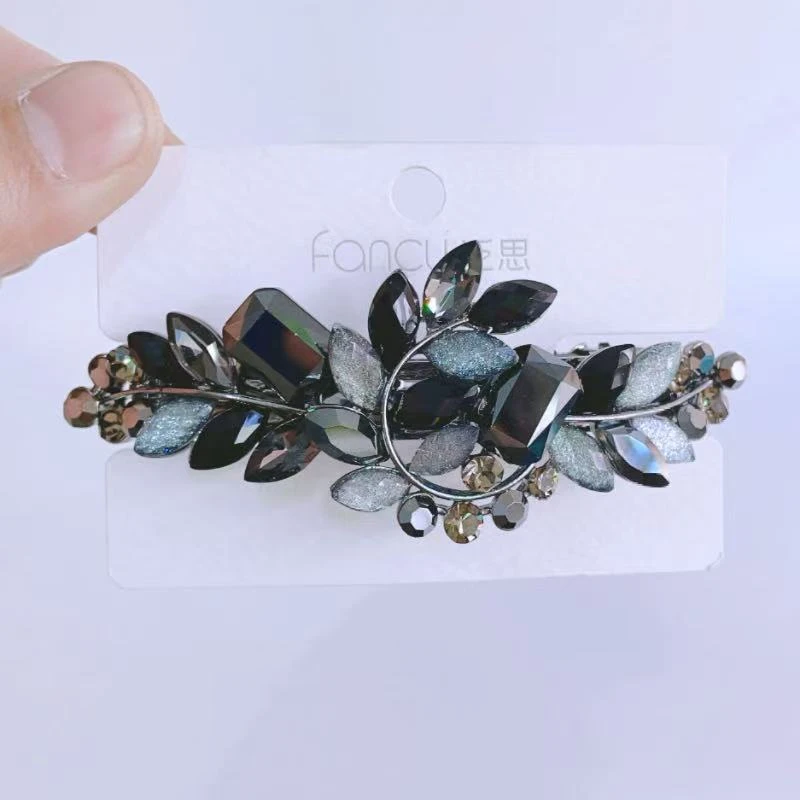 大号弹簧夹素雅气质妈妈发夹头饰后脑勺顶夹马尾夹时尚水晶发卡