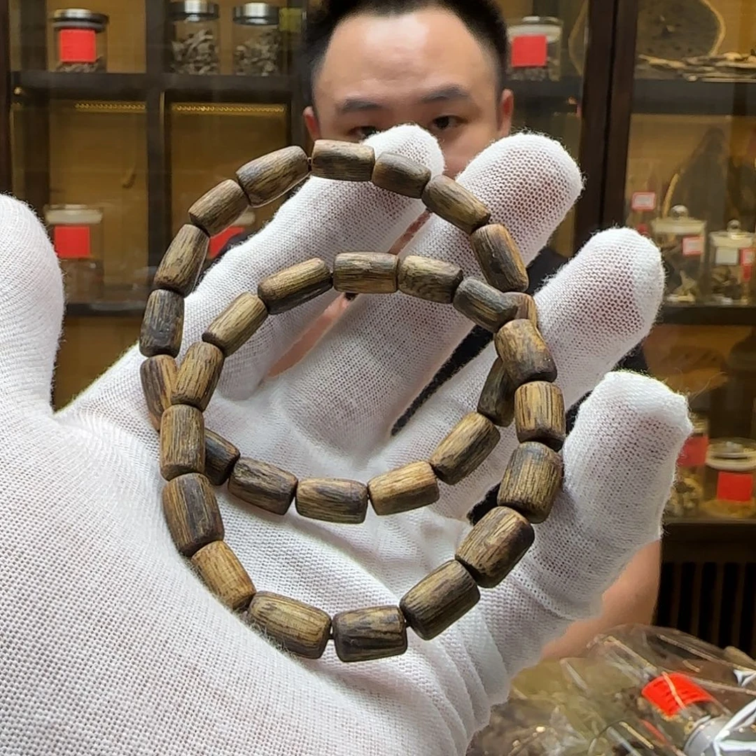 沉香手串国香棋楠老白棋丝软单圈随形5.6g多样性发一串