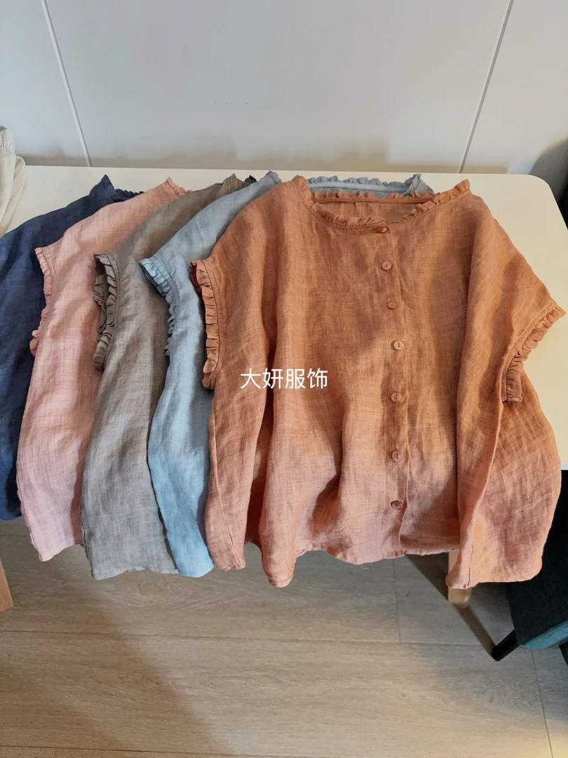 苎麻小木耳！100%纯苎麻！超凉快气质款文艺风衬衫C25920