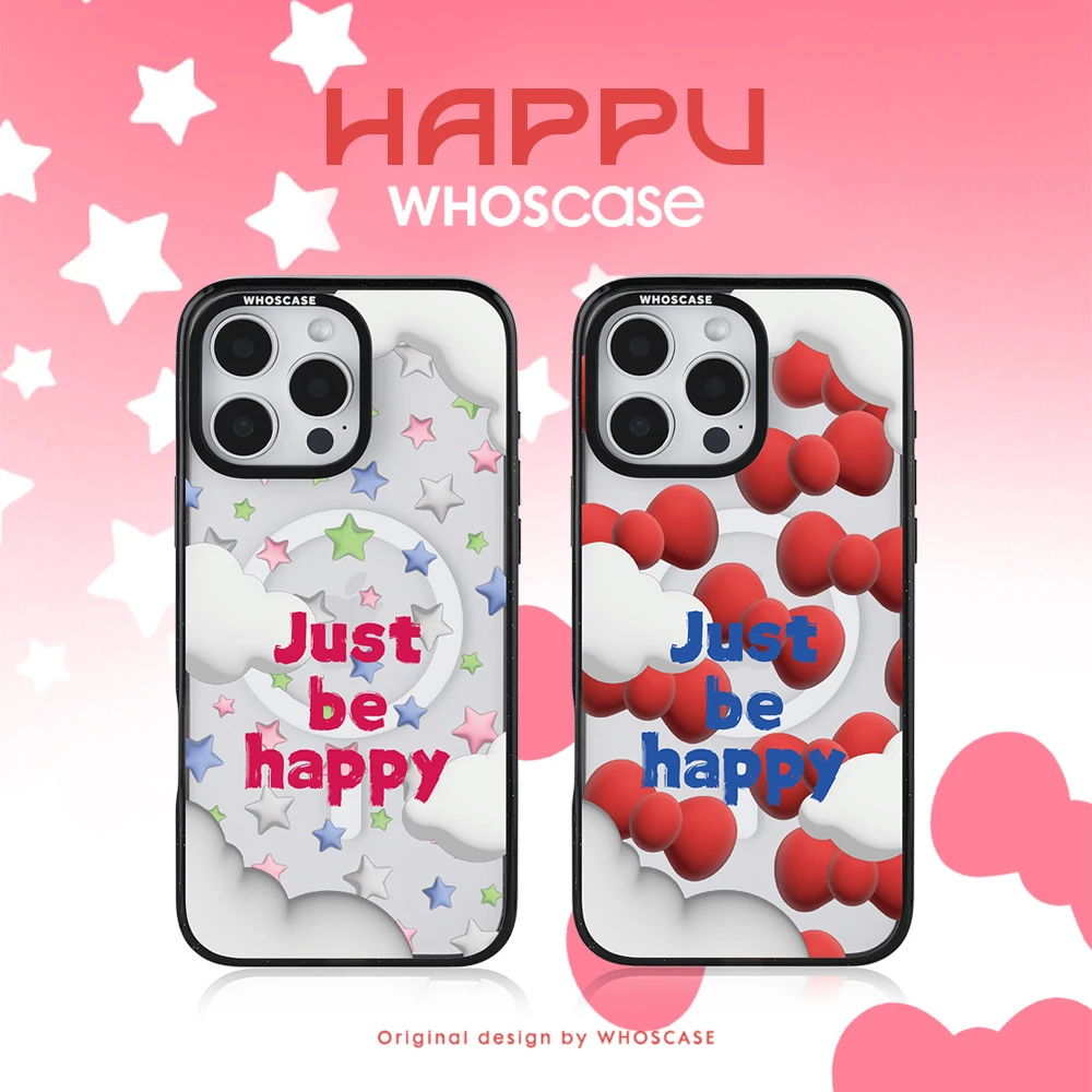 送蝴蝶结镜头框WHOSCASE happy系列乐萌星晴创意防摔磁吸手机壳