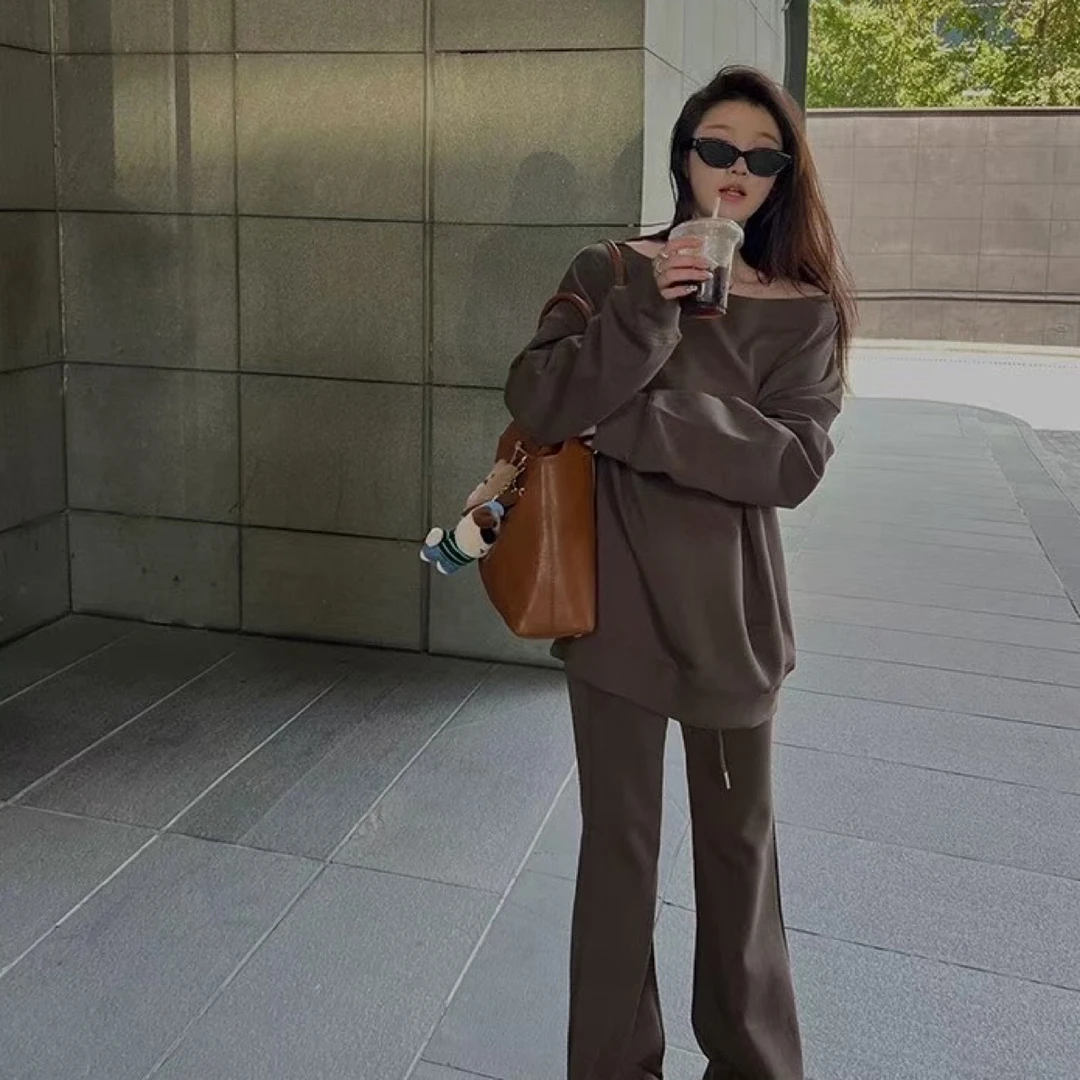 入秋时尚洋气宽松遮肉卫衣微辣裤裤搭配显瘦休闲套装